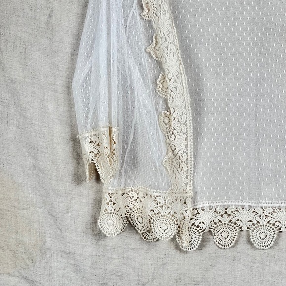 Sheer Lace Mesh Cardigan Shrug Womens One Size White 3/4 Sleeve Boho Coquette - Picture 10 of 15